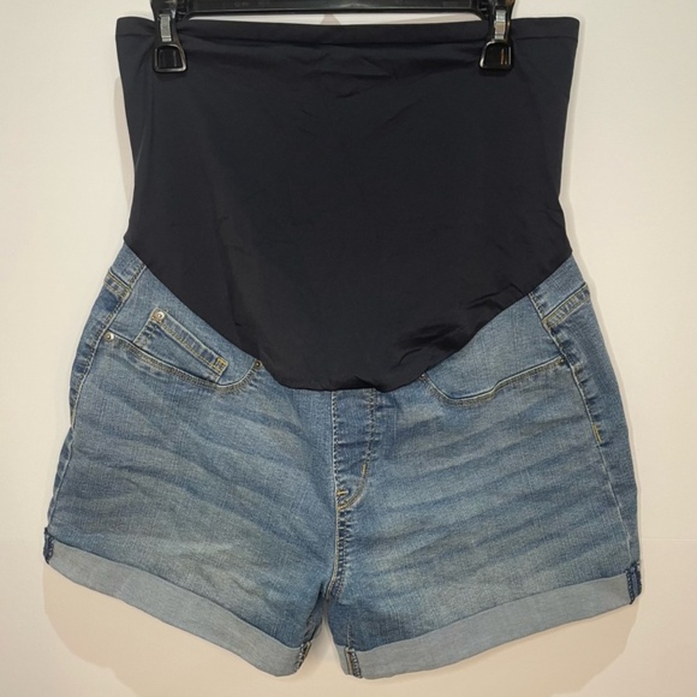 Levi Strauss Blue Maternity Jean shorts with Waistband size Large NWOT - Picture 1 of 9
